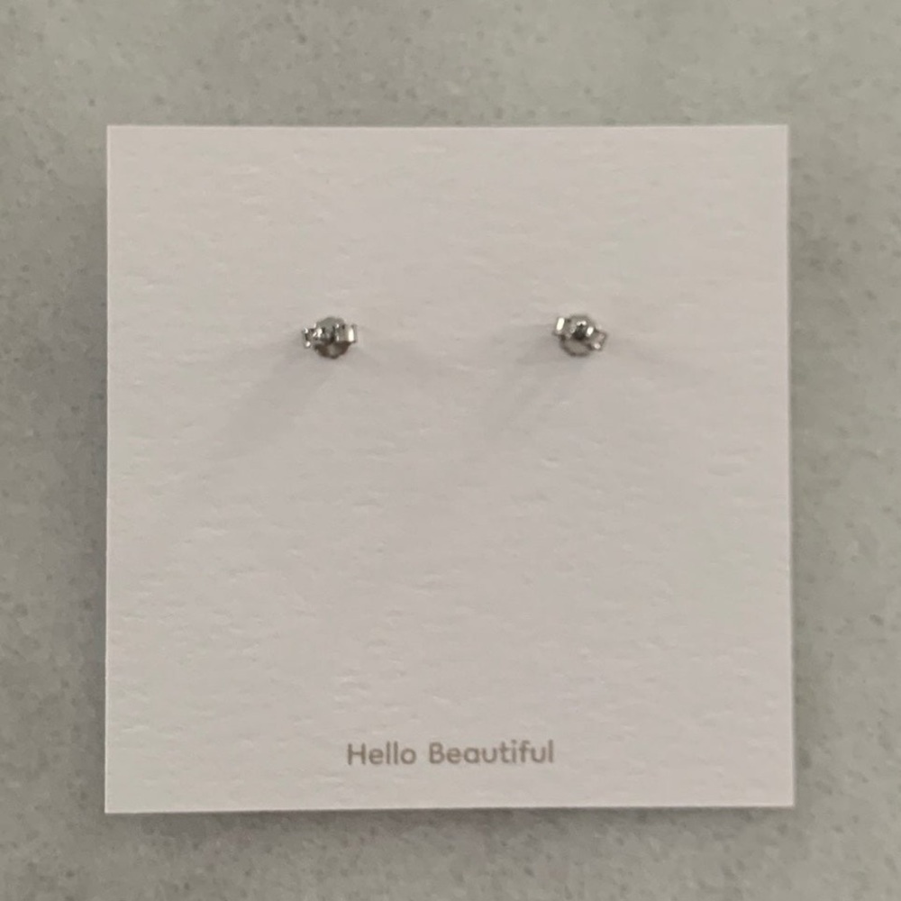 Sterling Silver Crystal Bar Dangle Huggie Stud Earrings - Picture 3 of 3